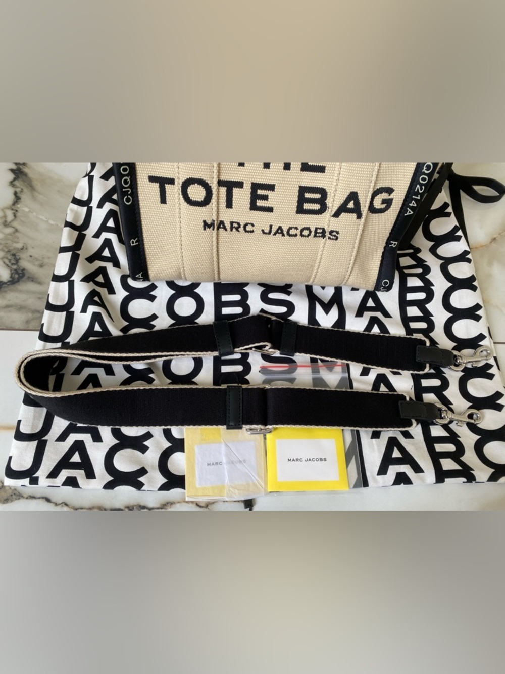 NWOT Marc Jacobs THE JACQUARD SMALL TOTE BAG Warm Sand and Black (10”Lx 5”Dx8”H) - Picture 14 of 17